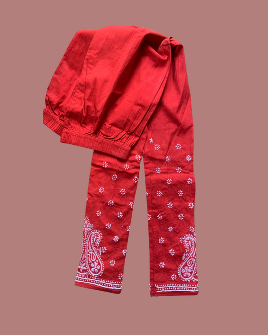 Churidar Chikankari Salwar/ Red