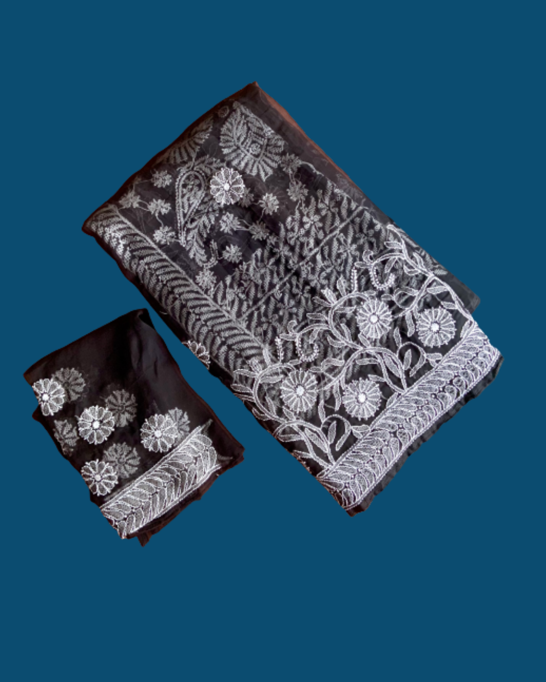 Georgette Chikankari Saree/ Black