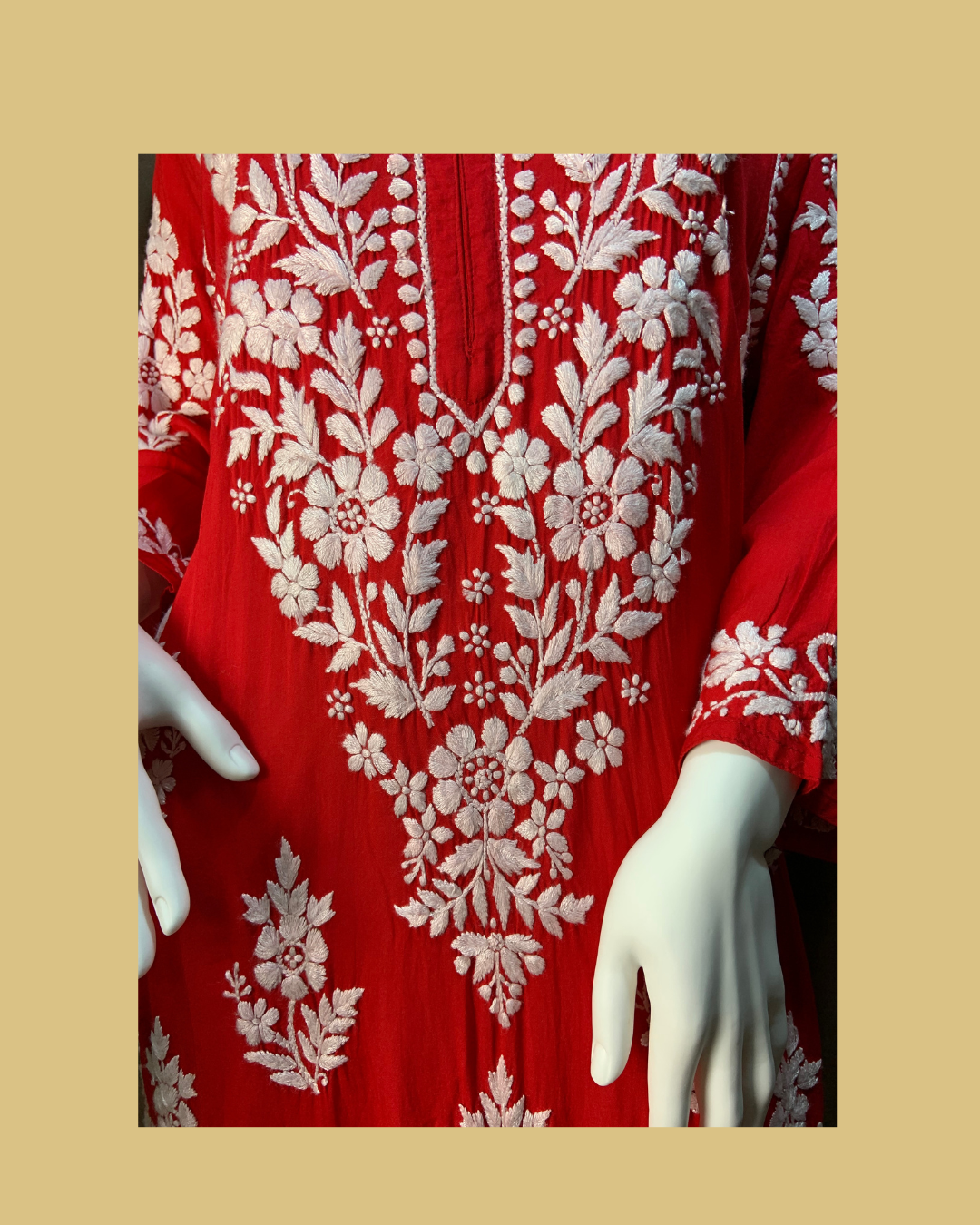 Adaa chikankari modal kurta /top Red