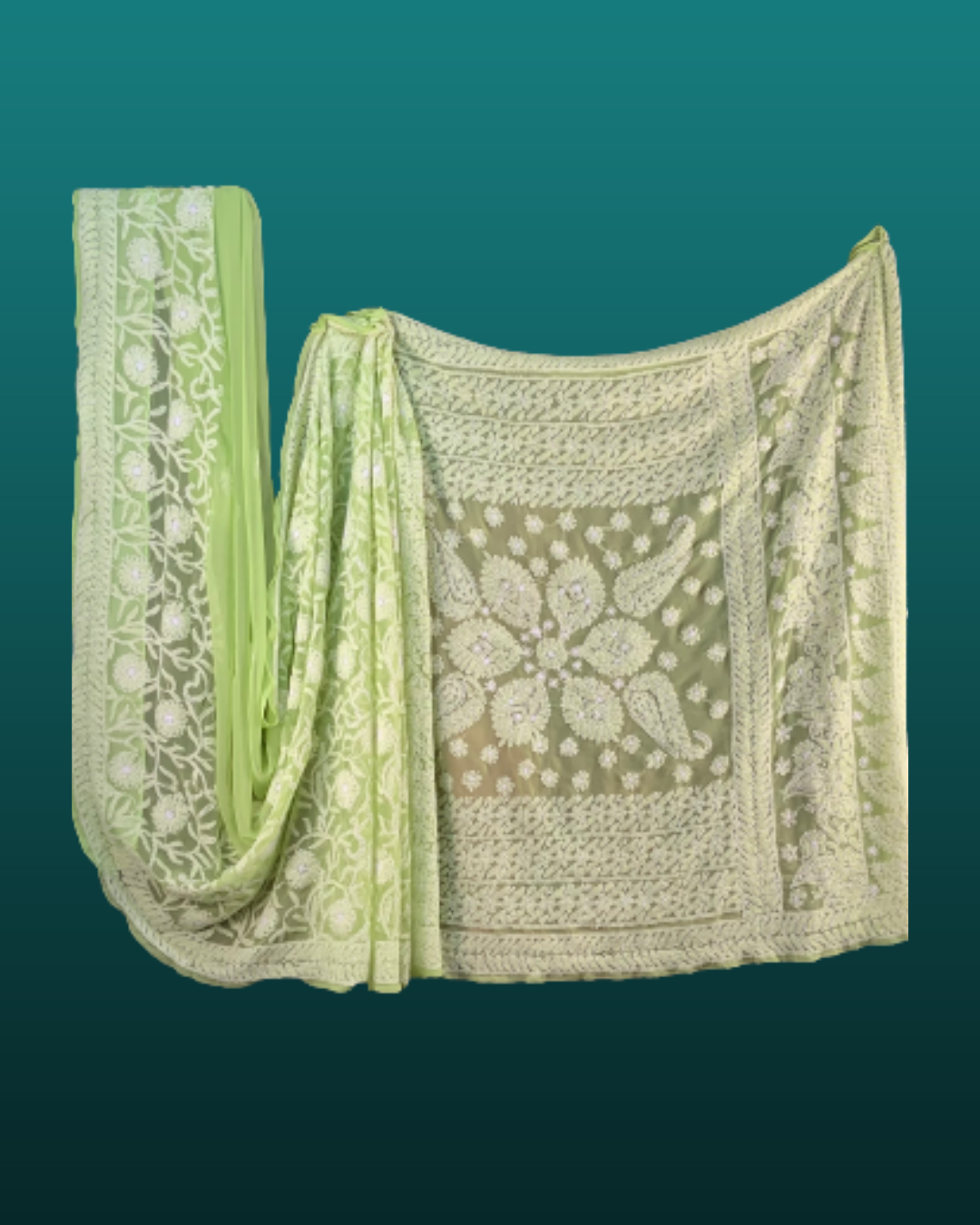 Georgette Chikankari Sarees/ Green