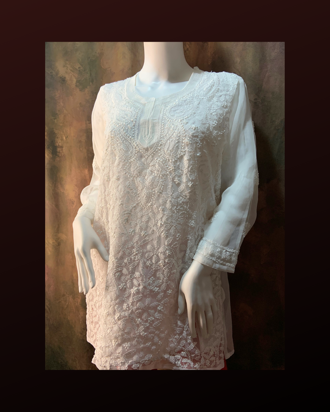 Masnavi forever georgette short top white2