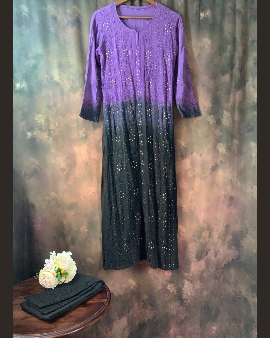 Ombre georgette kurta set/ Violet