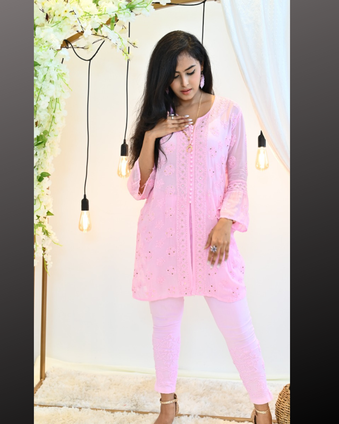 Masnavi hebe Stretch Pant/ Pink