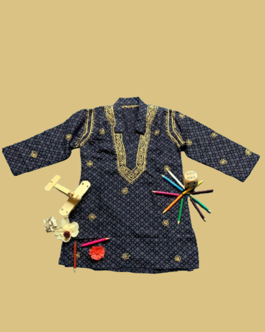 Little Saahab Chikankari Kurta set blue
