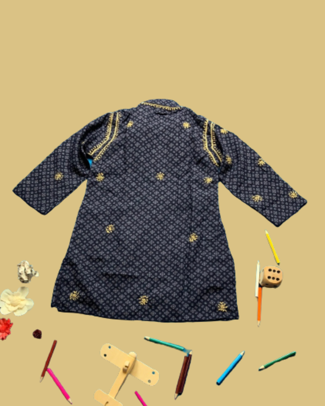 Little Saahab Chikankari Kurta set blue