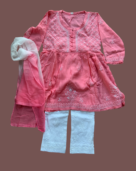 Masnavi grace baby chikankari dress