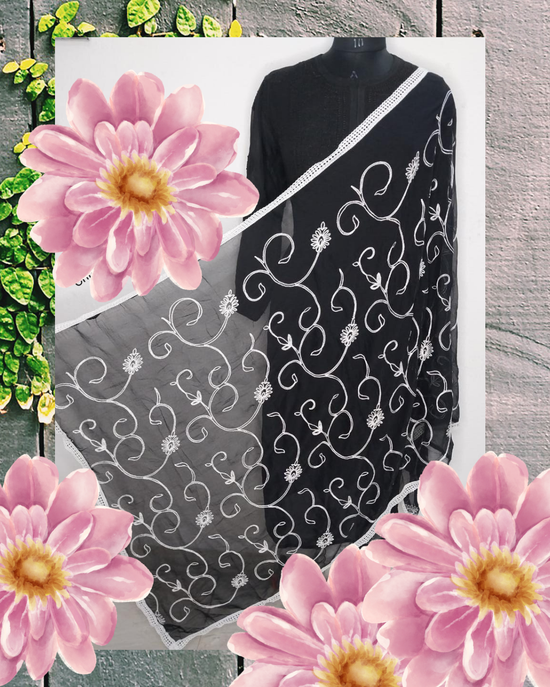 Feather chiffon dupatta/stole