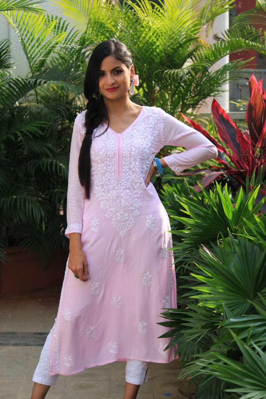 Lilah Rayon maslin Kurti top / Blush