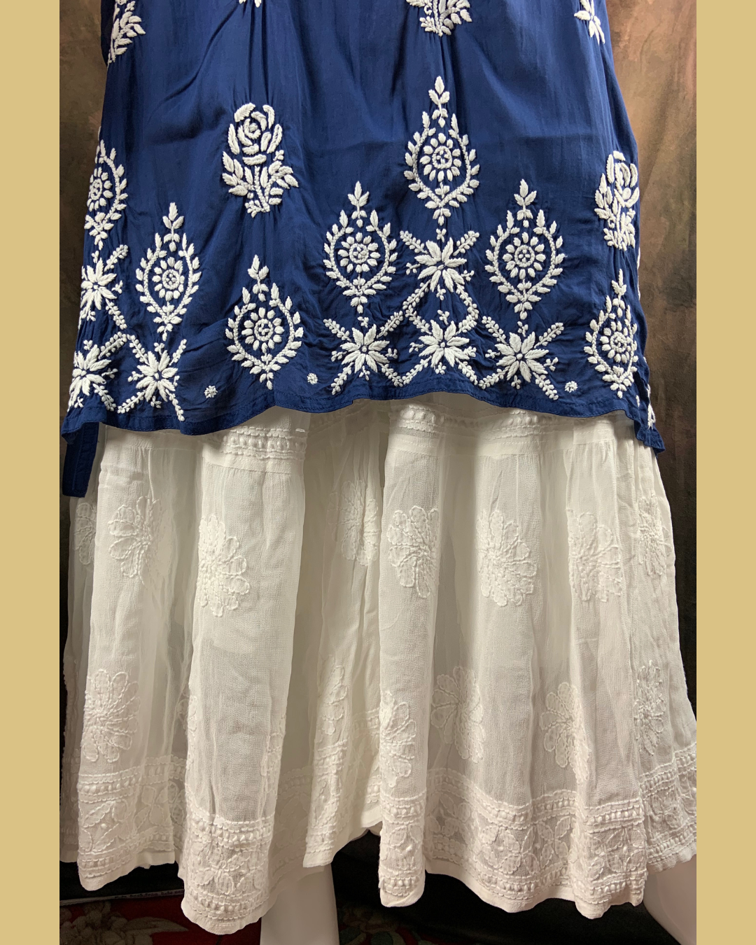 Adaa Chikankari Modal kurt/top persian blue