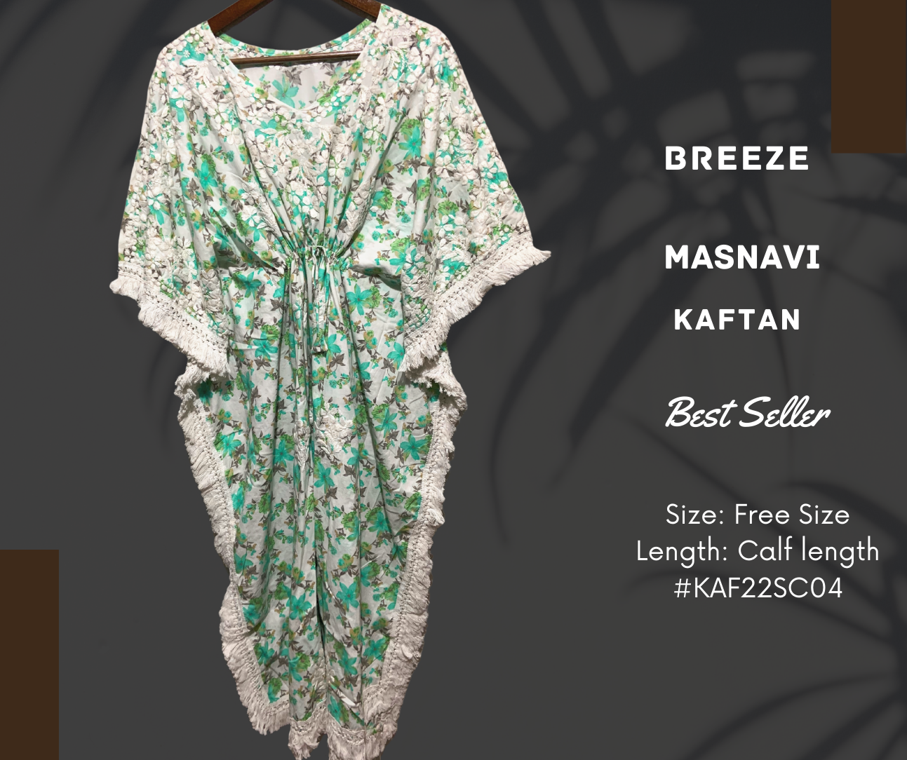 Green pure cotton kaftan