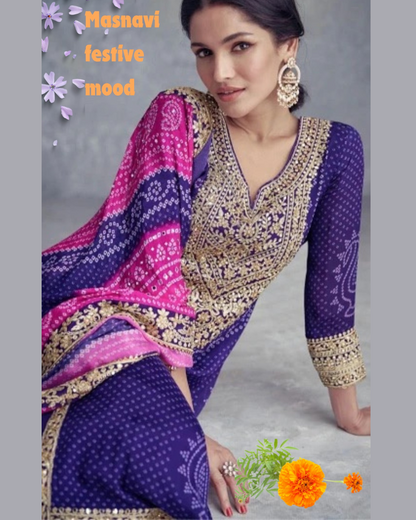 Masnavi Shagun festive dress set-lavender