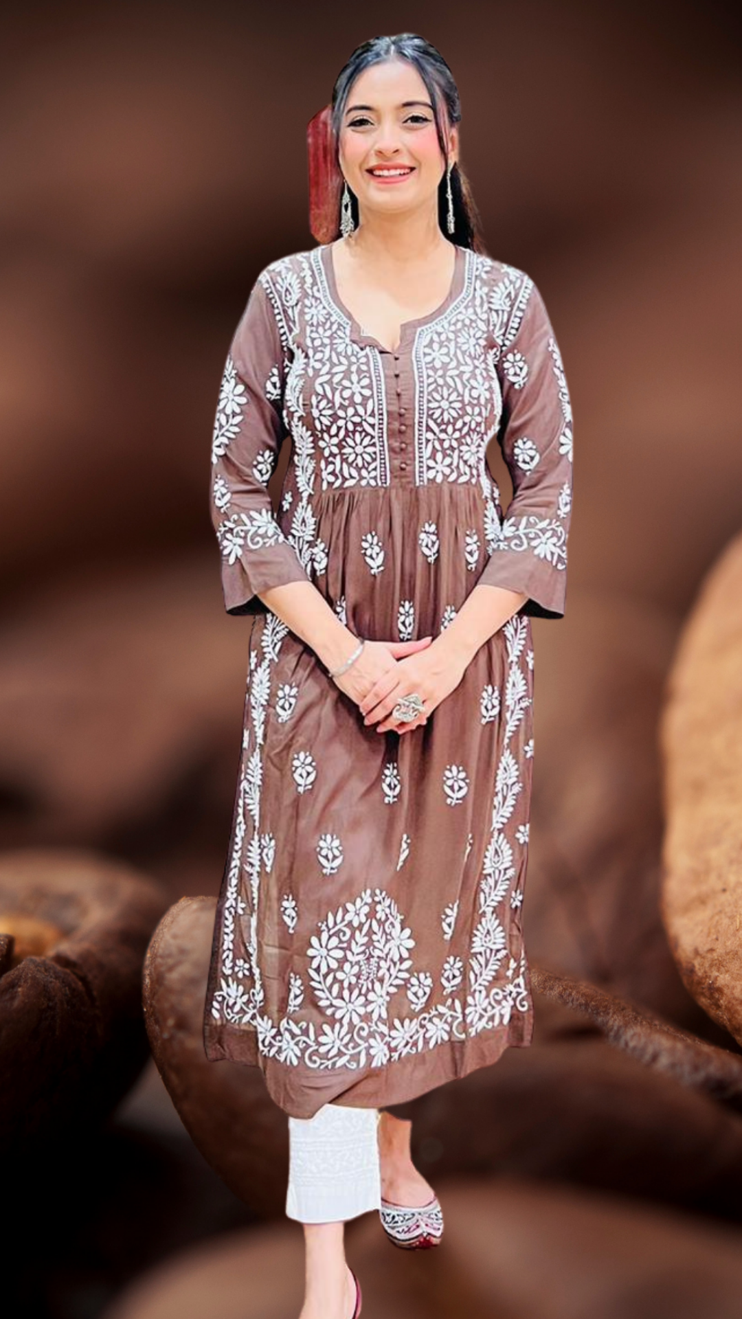Masnavi zia kurti/top Mocha