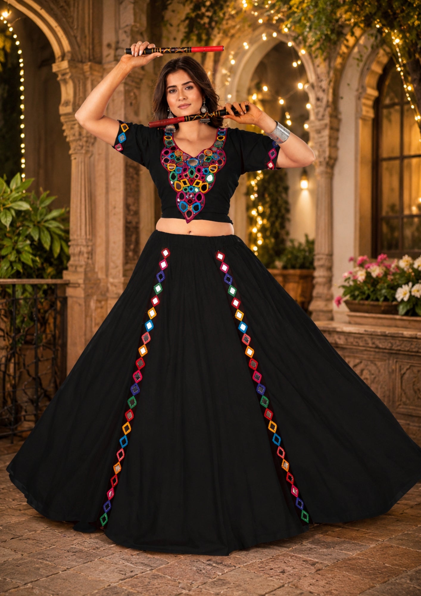 Gujaria navratri and garba lehanga with mirror work