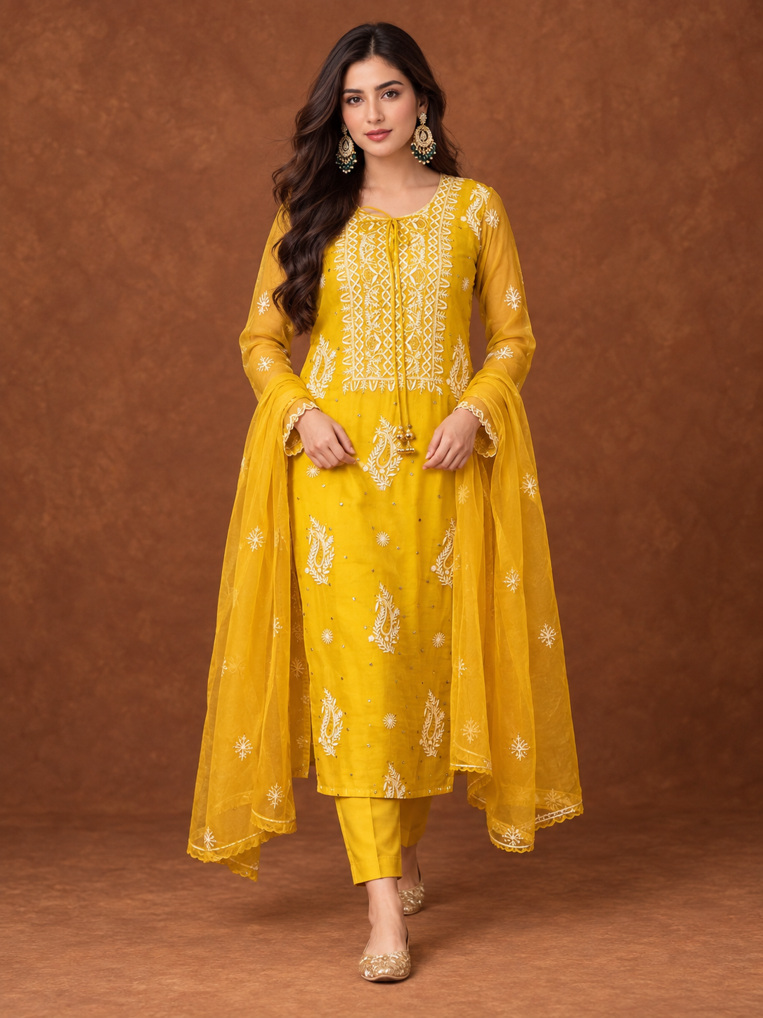 Aafreen_yellow_organza_chikankari_suit