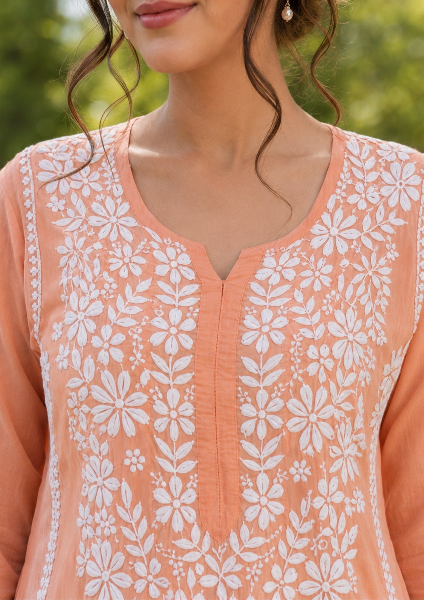 Adaa Chikankari_Modal_kurta_Peach