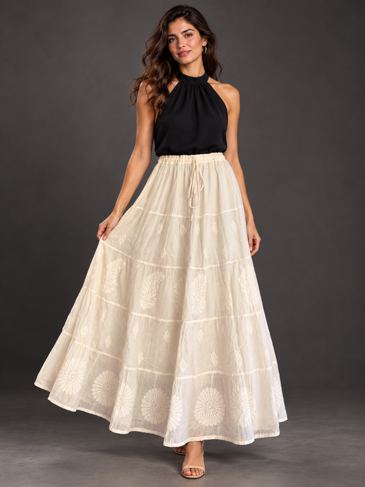 Ashna Pure mulmul chikankari Skirt