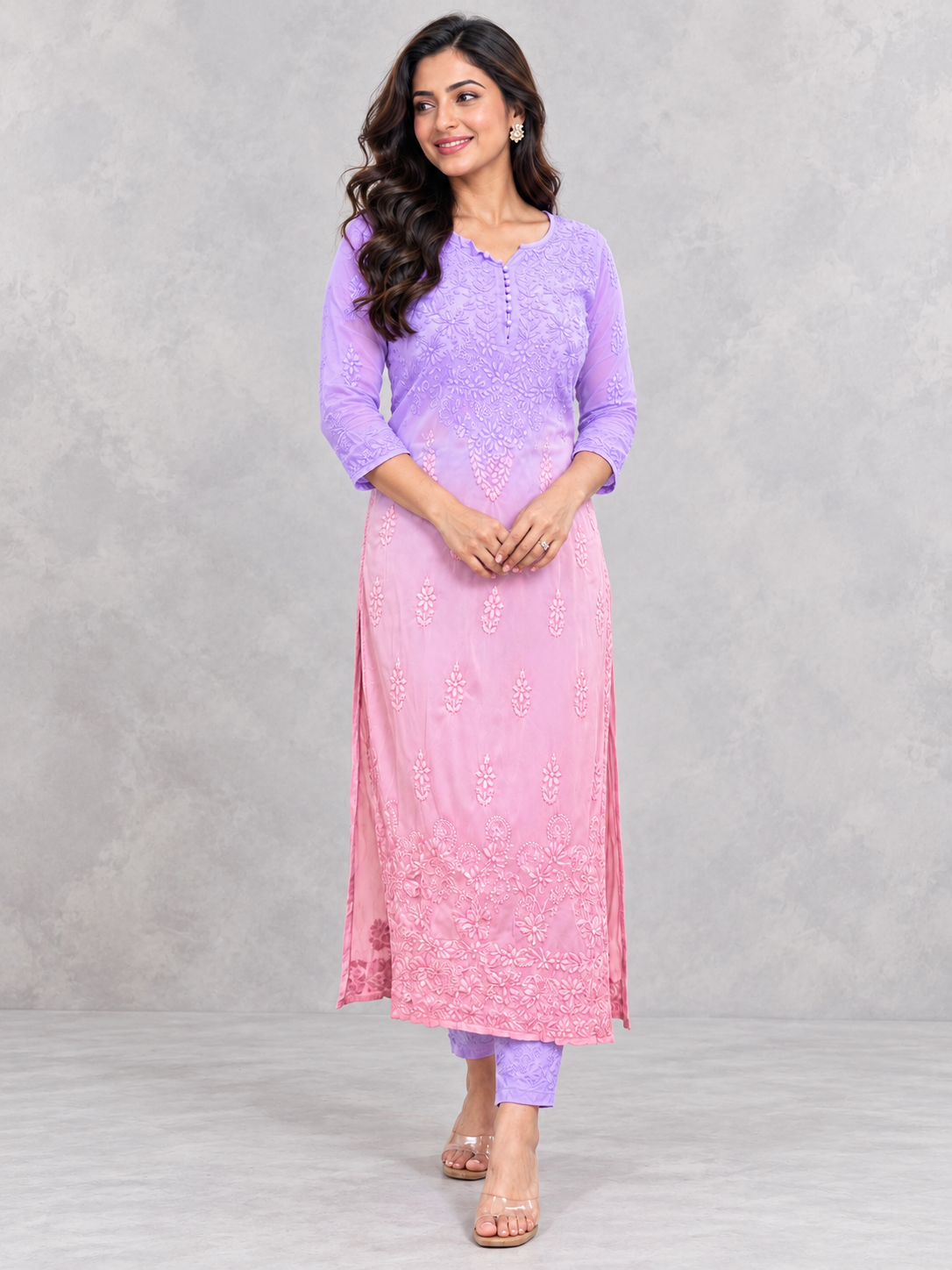 Aura chikankari pure georgette kurti