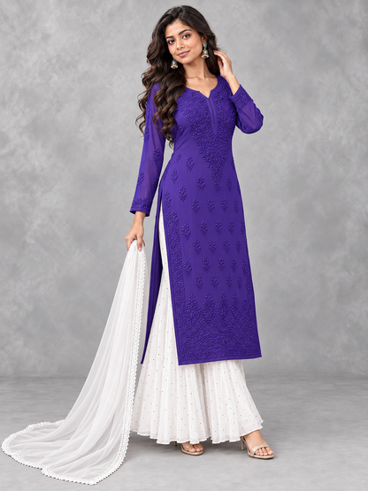 Aura georgette chkankari kurti/top