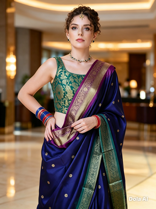 Masnavi Banarasi_kataan_silk_saree_mayur_blue