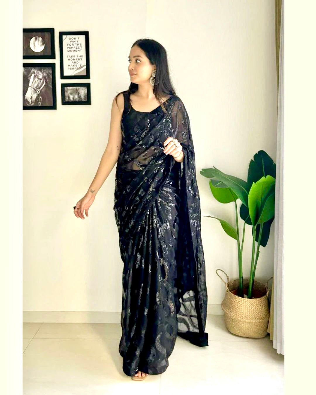 Dual Sequin Work Designer Sarees