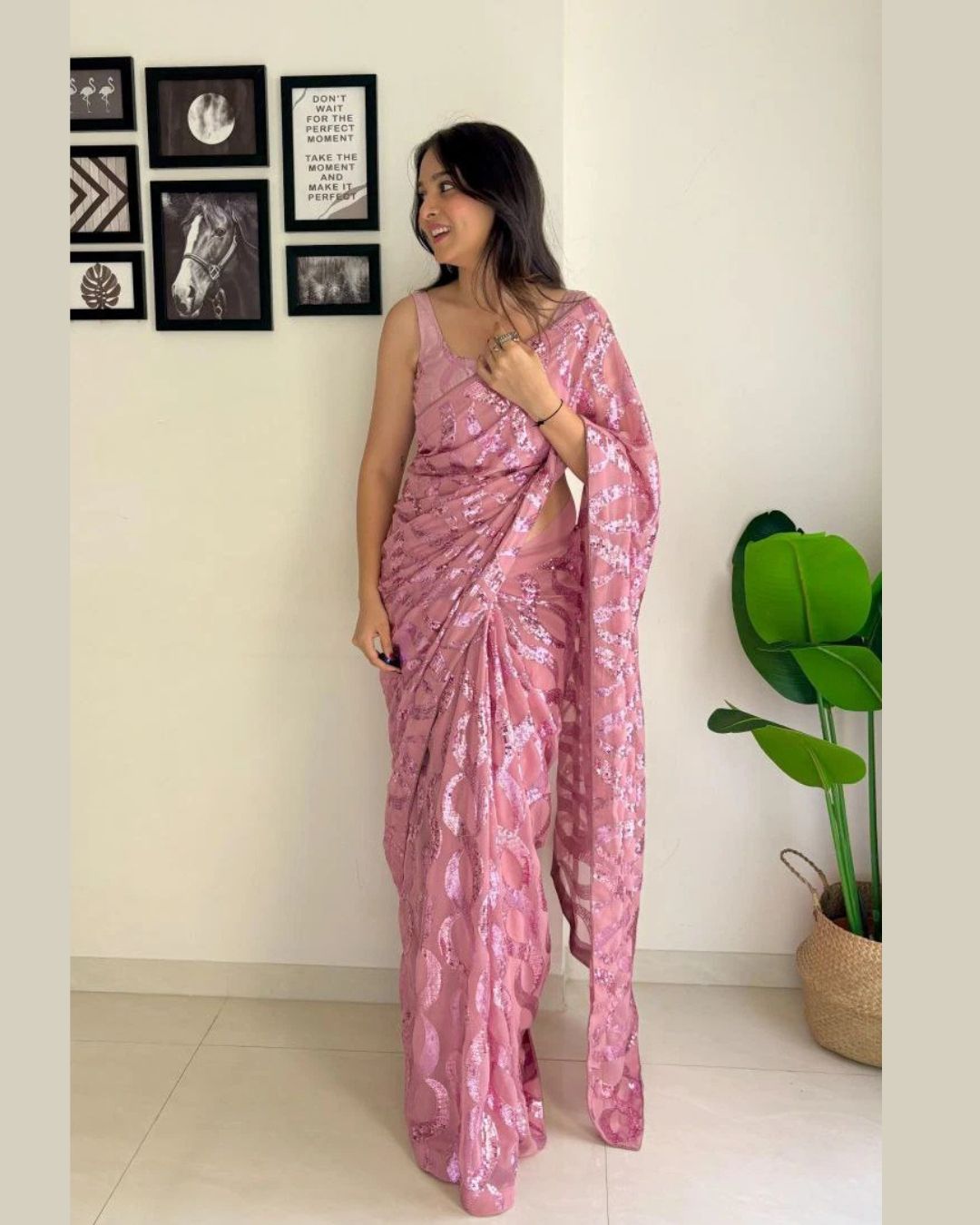 Dual Sequin Work Designer Sarees