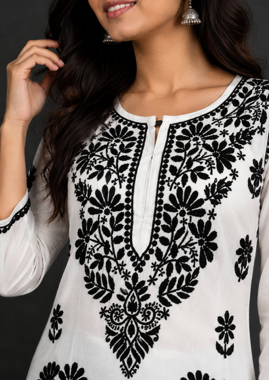 Chikankari white kurti