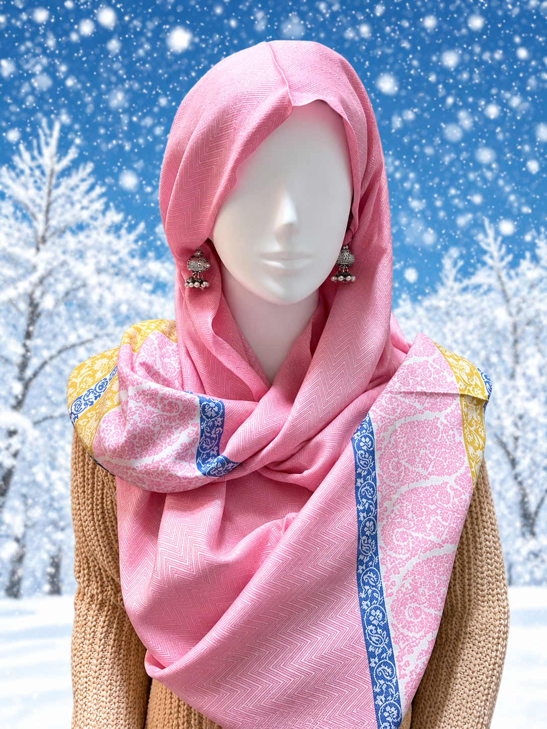 Classic high bone pink scarf