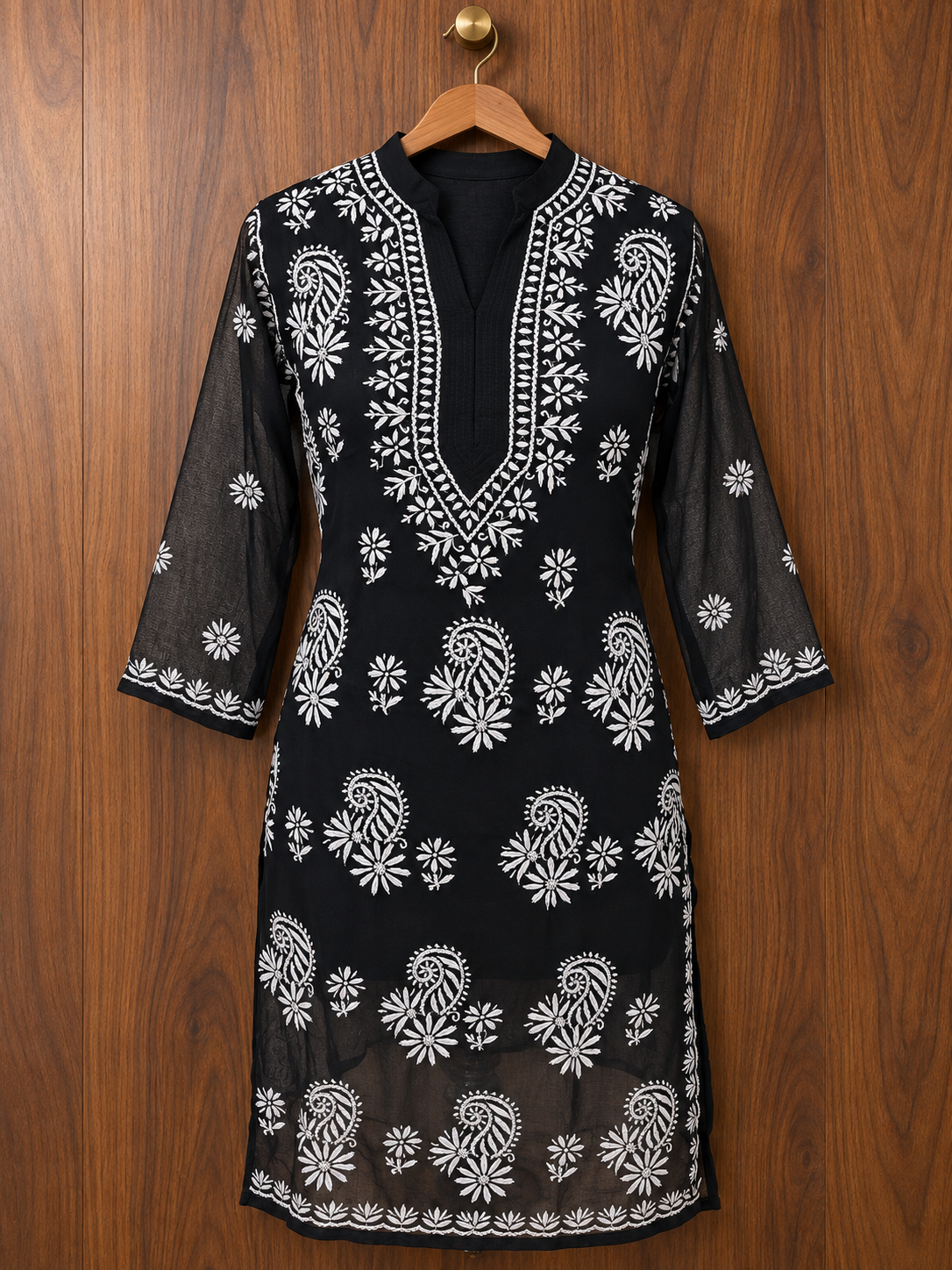 Forever georgette black gala booti chikankari kurti