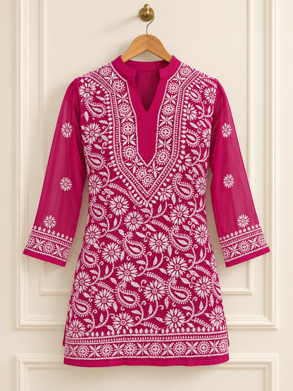 Forever georgette short top deep pink