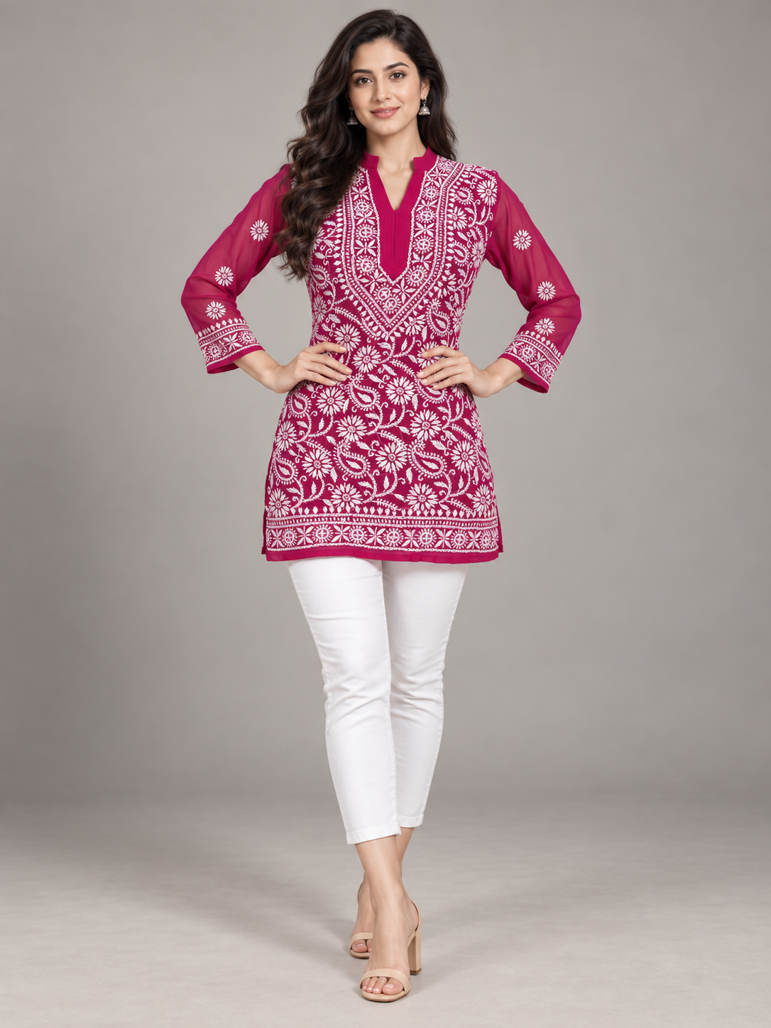 Forever georgette short top deep pink
