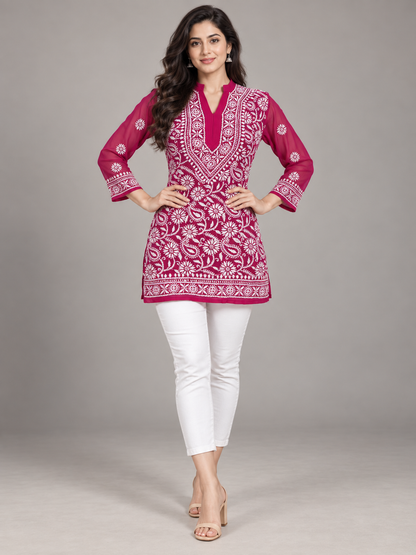 Forever georgette short top deep pink