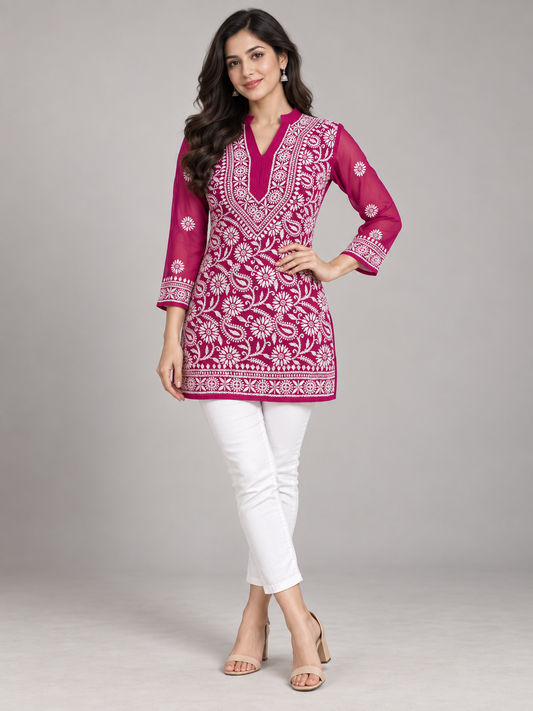 Forever georgette short top deep pink