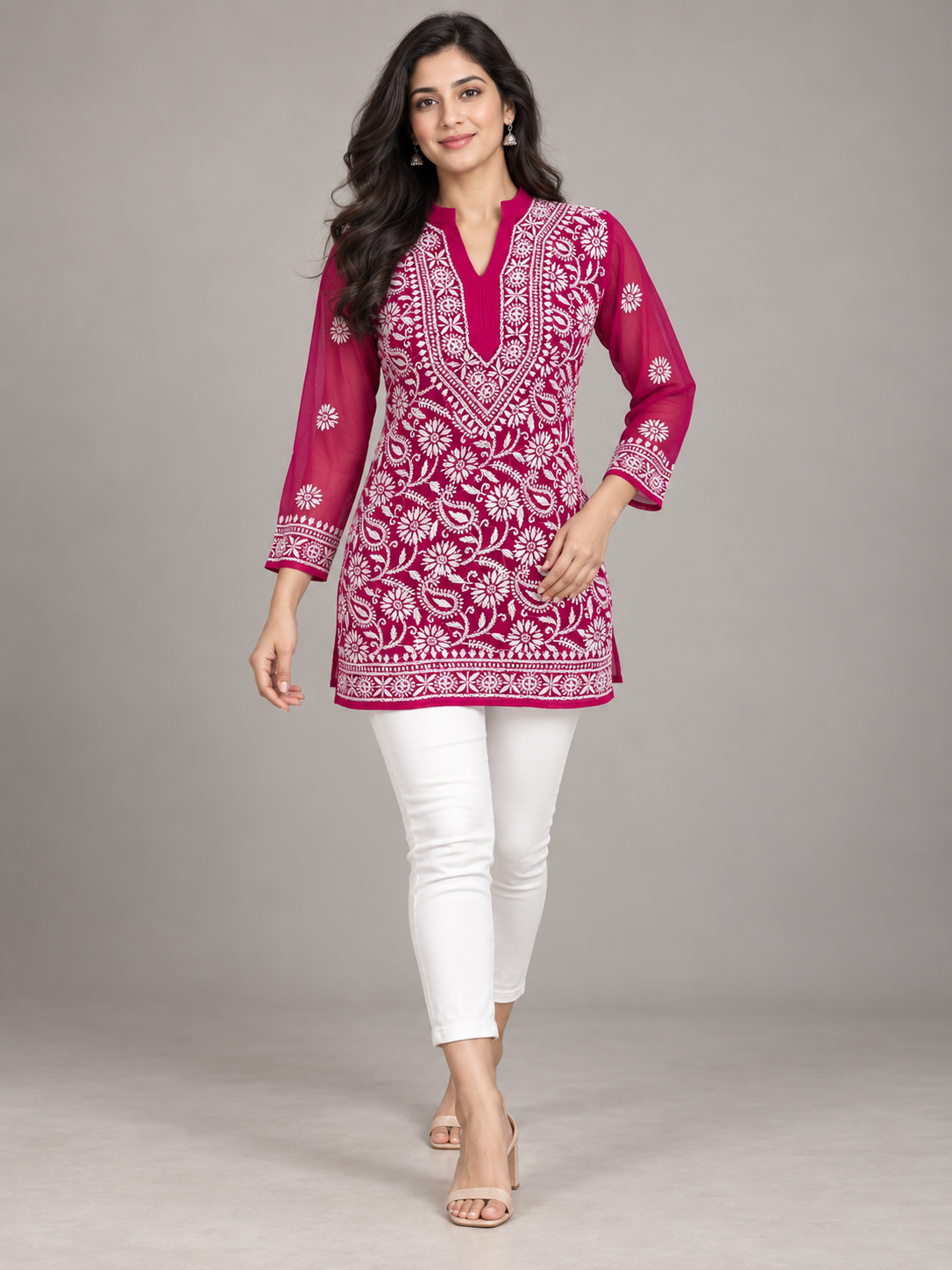 Forever georgette short top deep pink