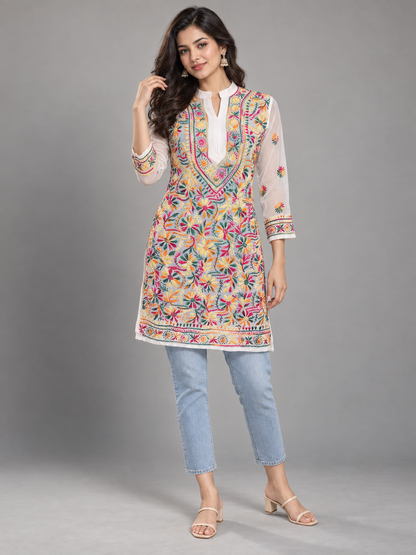 Forever georgette short top multi white