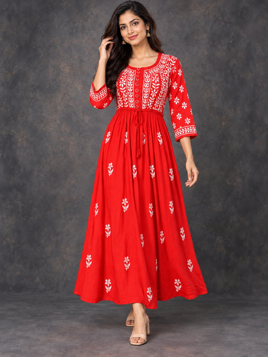 Freya Longline frock dress/ scarlet red