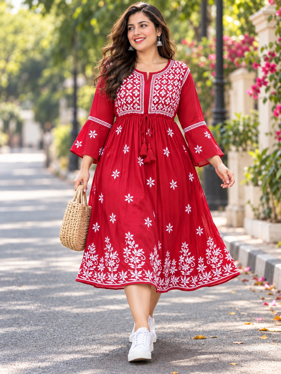 Freya chikankari midi dress