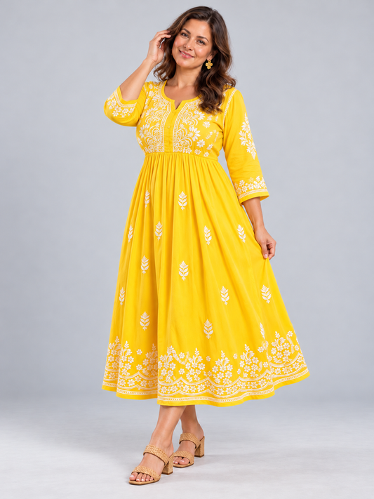 Freya longline frock dress/  Pastel Yellow