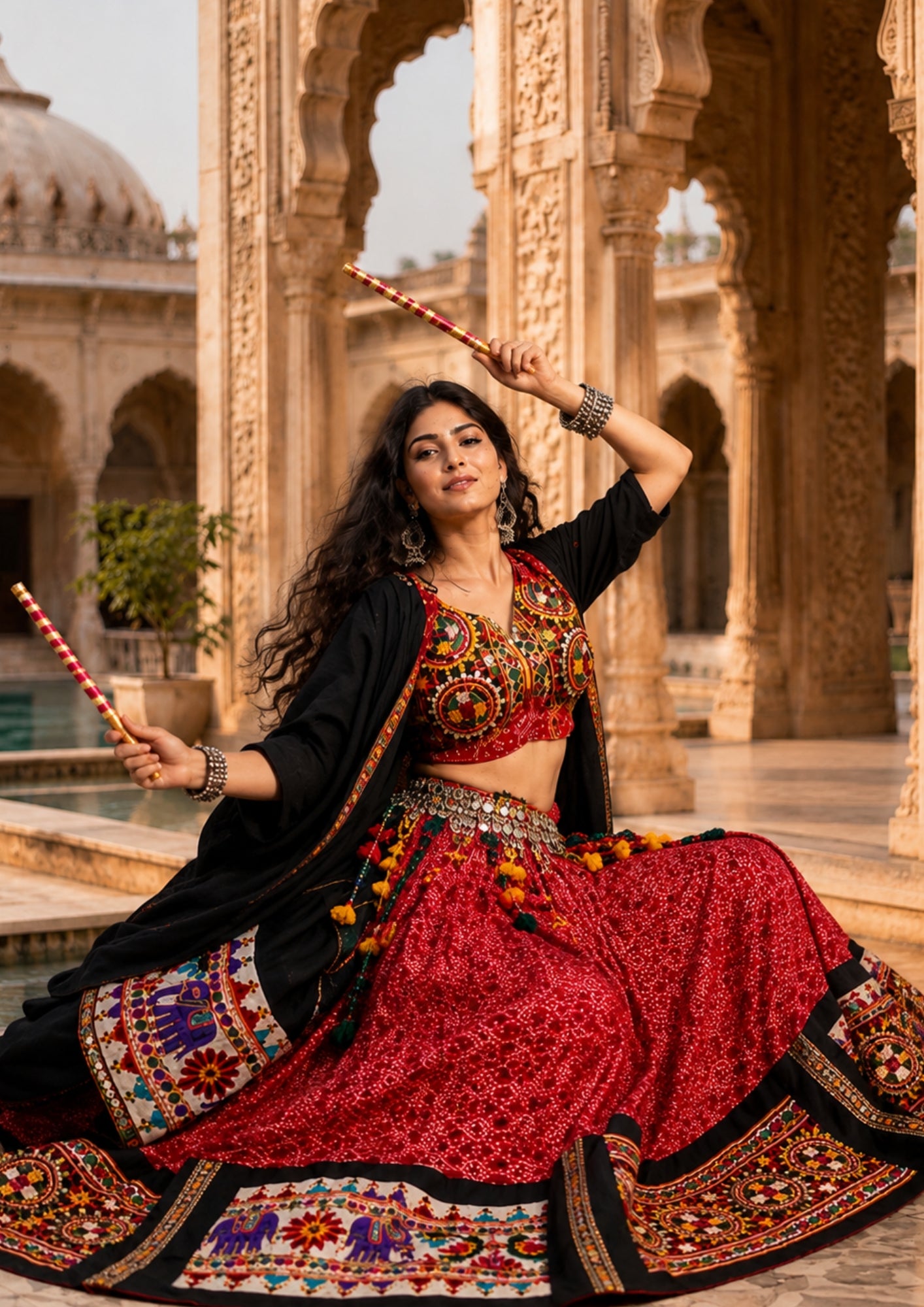 Ghoomer red_ garba dress