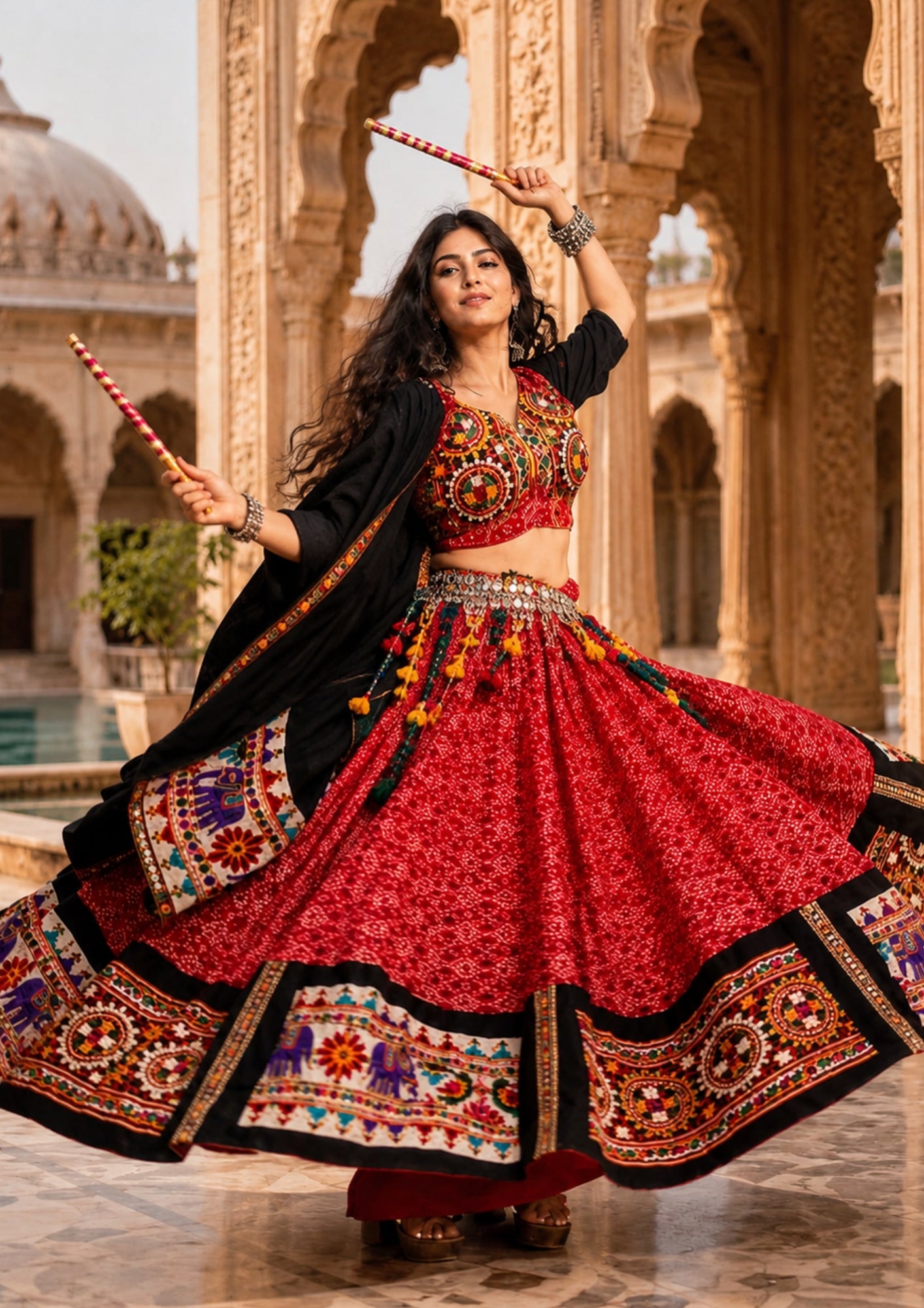 Ghoomer red garba_ dress
