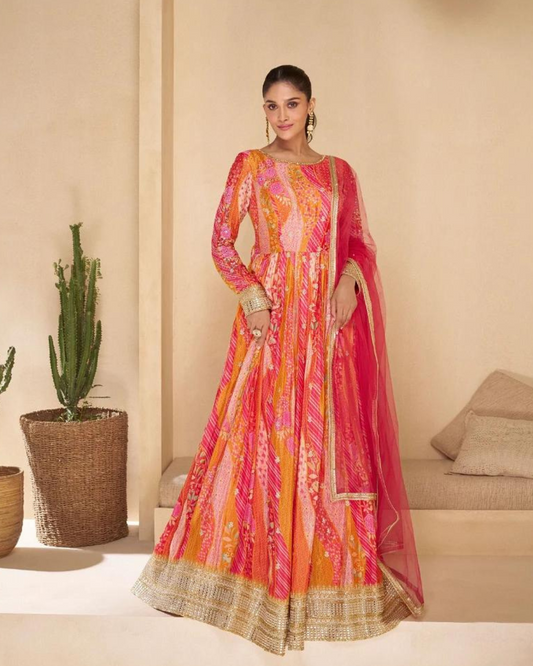 Masnavi gown dress pearl orange