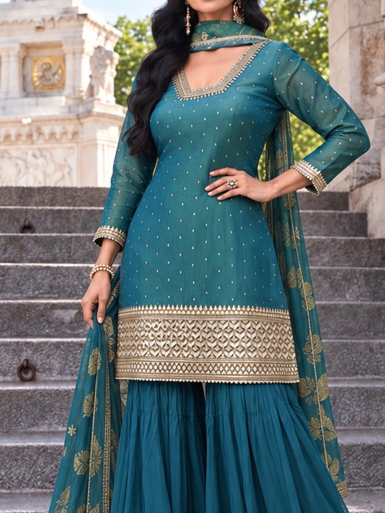 Green silk salwar kameez set