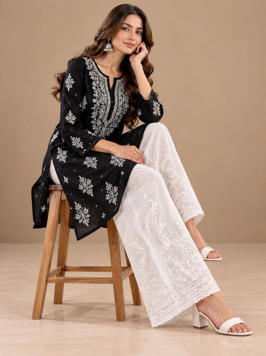 Hakoba mul cotton white palazzo pant