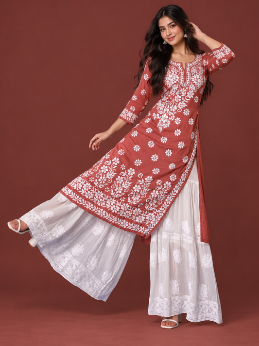 Hoor chikankari georgette wide sharara pant