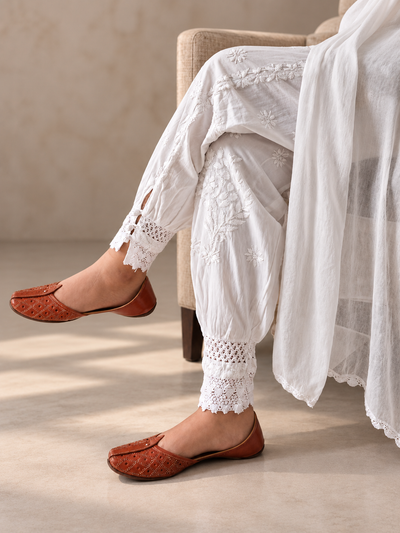 Hunza white chikankari afgani salwar