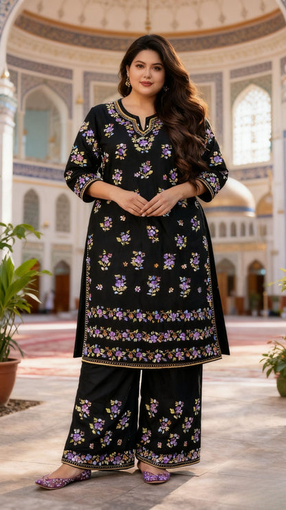 Masnavi Lilac blooms chikankari modal set