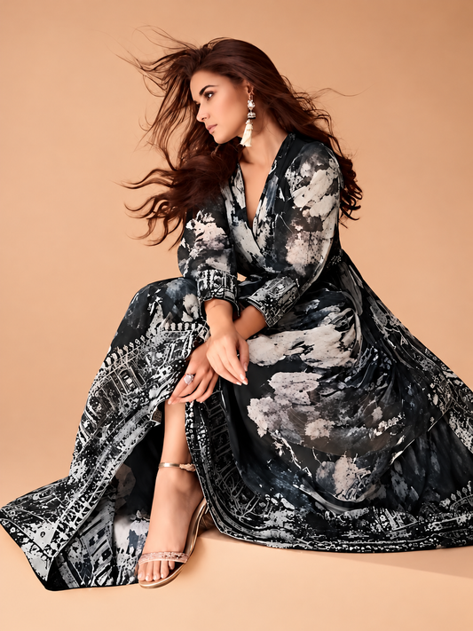 Ishqa floral black long dress