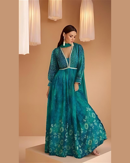 Masnavi Ishqa gown floralGreen