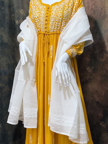 K silk chikankari dupatta