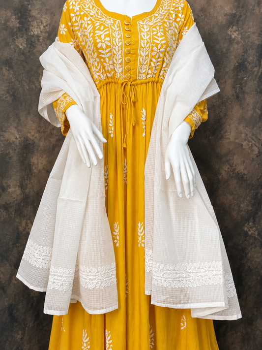 K silk chikankari dupatta by Masnavi