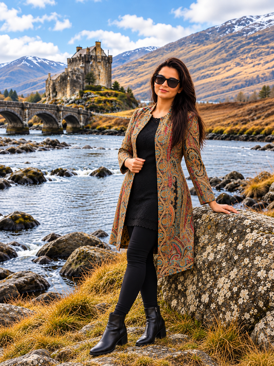 Kashmir kani pashmina long jacket